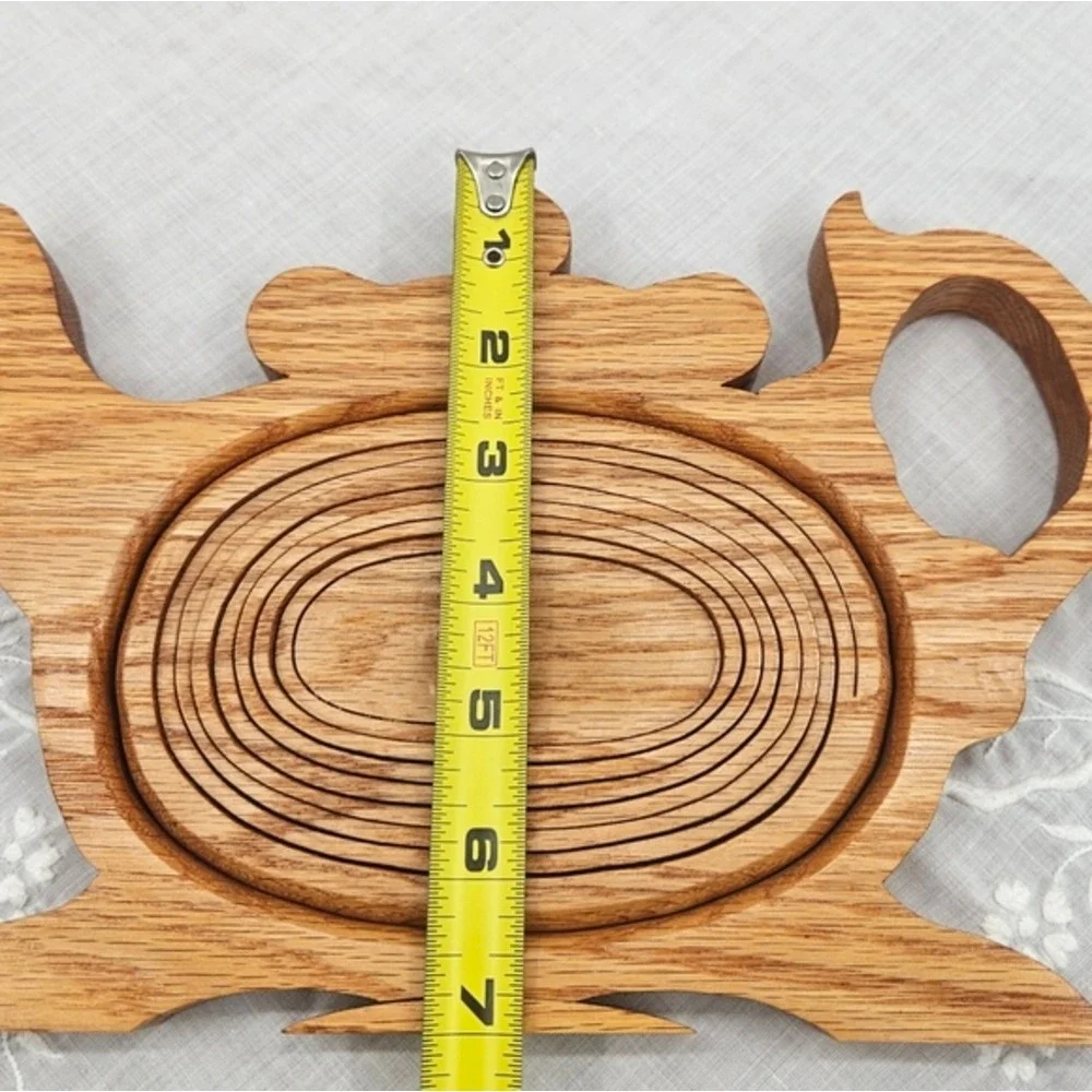 Handmade Oak Wood Teapot Folding Fruit Basket Collapsible Trivet‎ Kitchen Decor